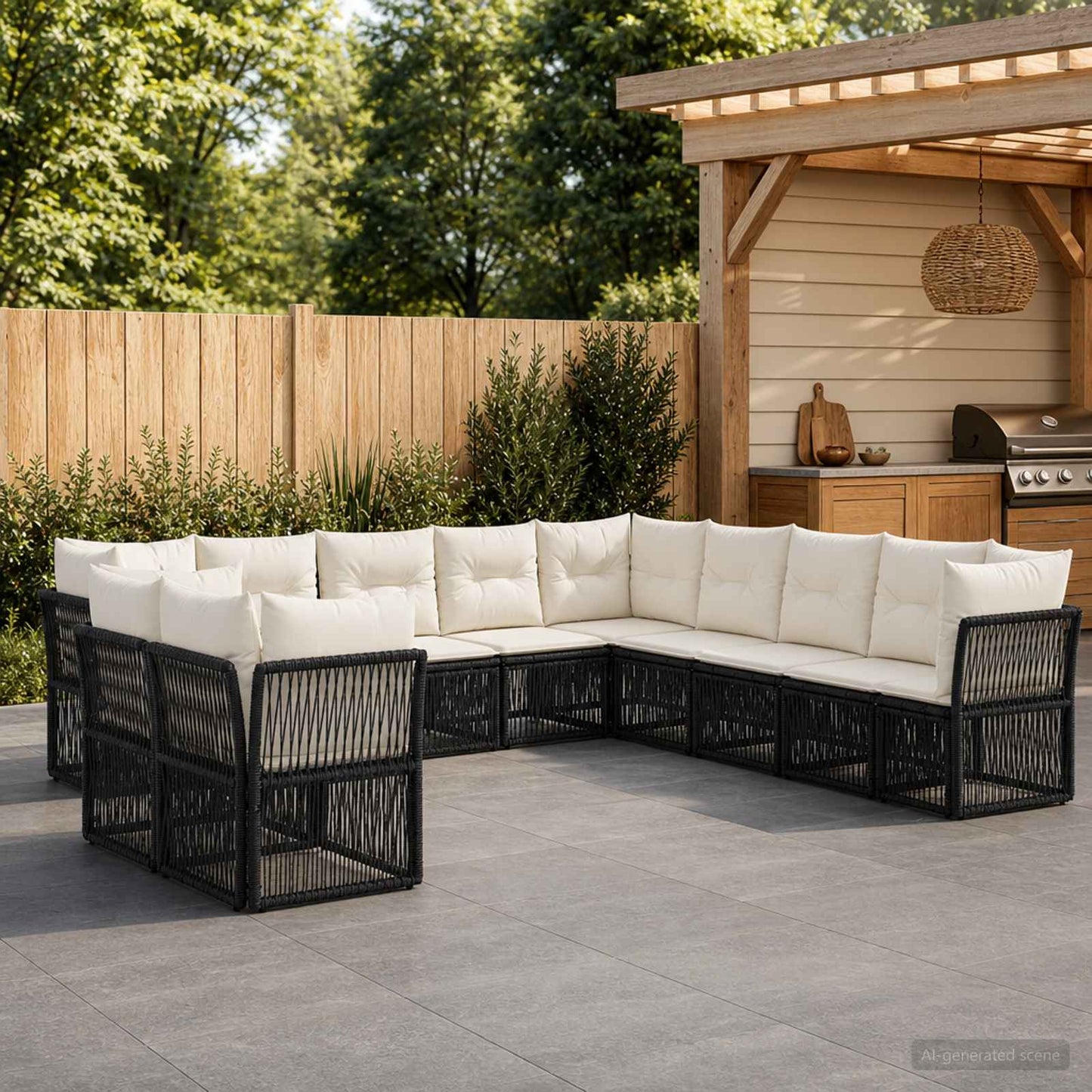 Gartensofa-set 11 stk. Schwarz Poly-Rattan
