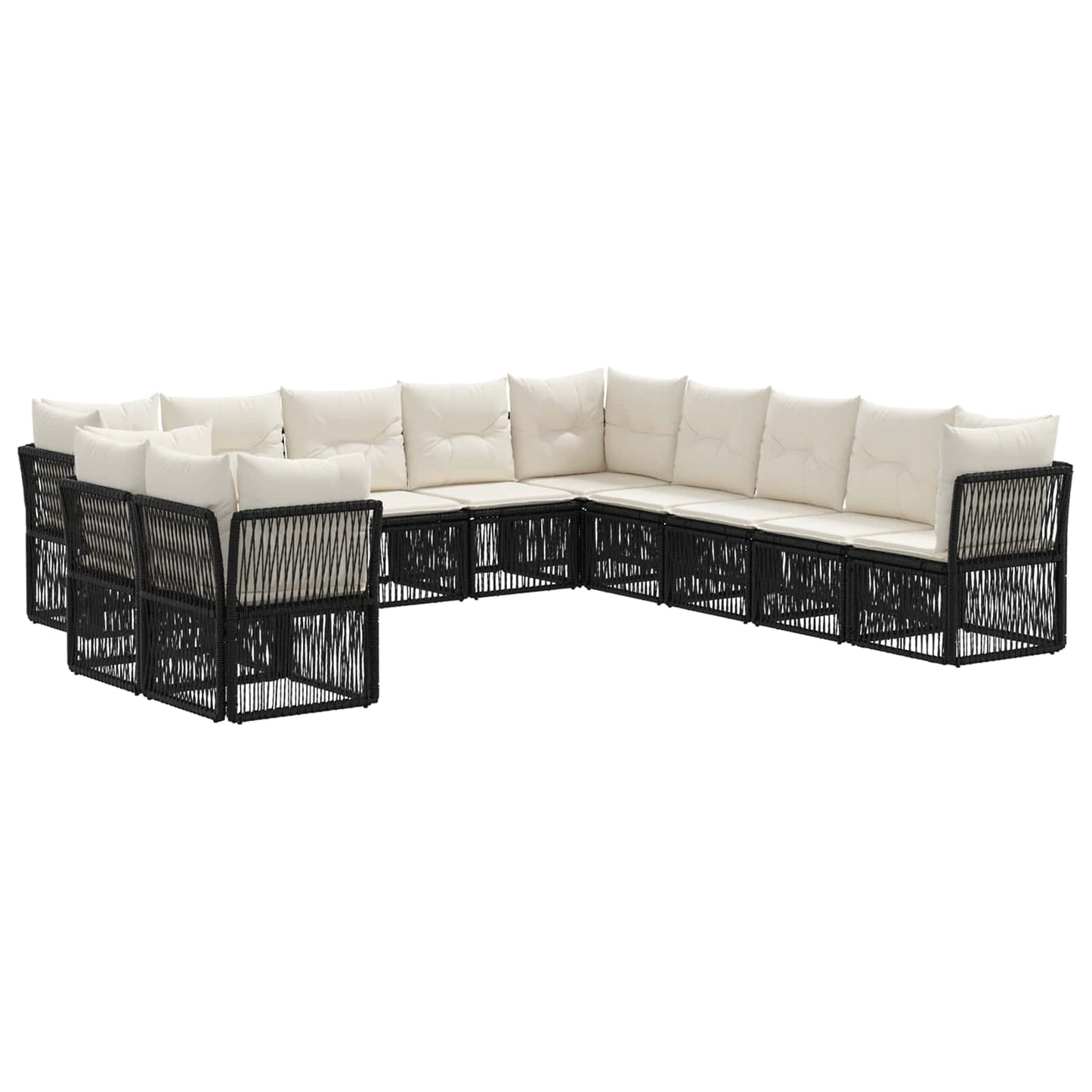Gartensofa-set 11 pcs Schwarz Poly-Rattan