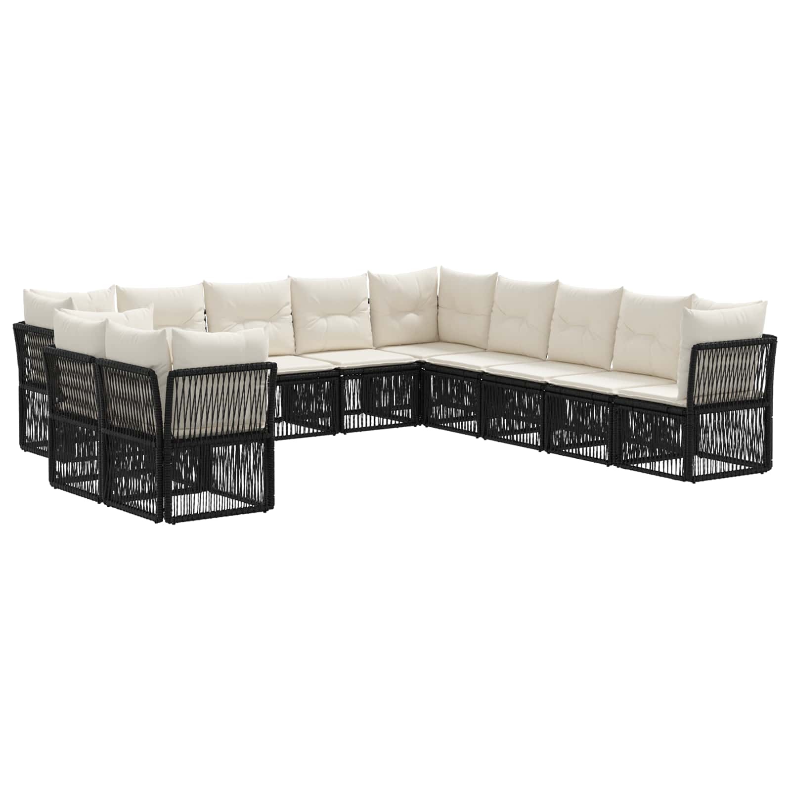 Gartensofa-set 11 stk. Schwarz Poly-Rattan