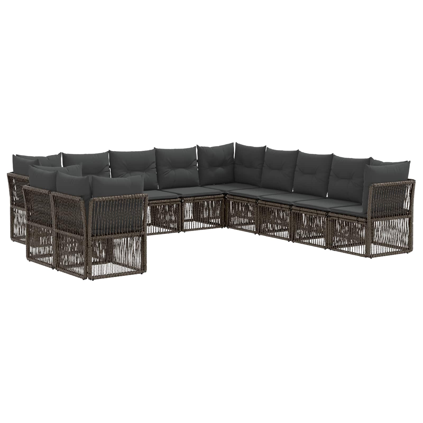 Gartensofa-set 11 pcs Grau Poly-Rattan