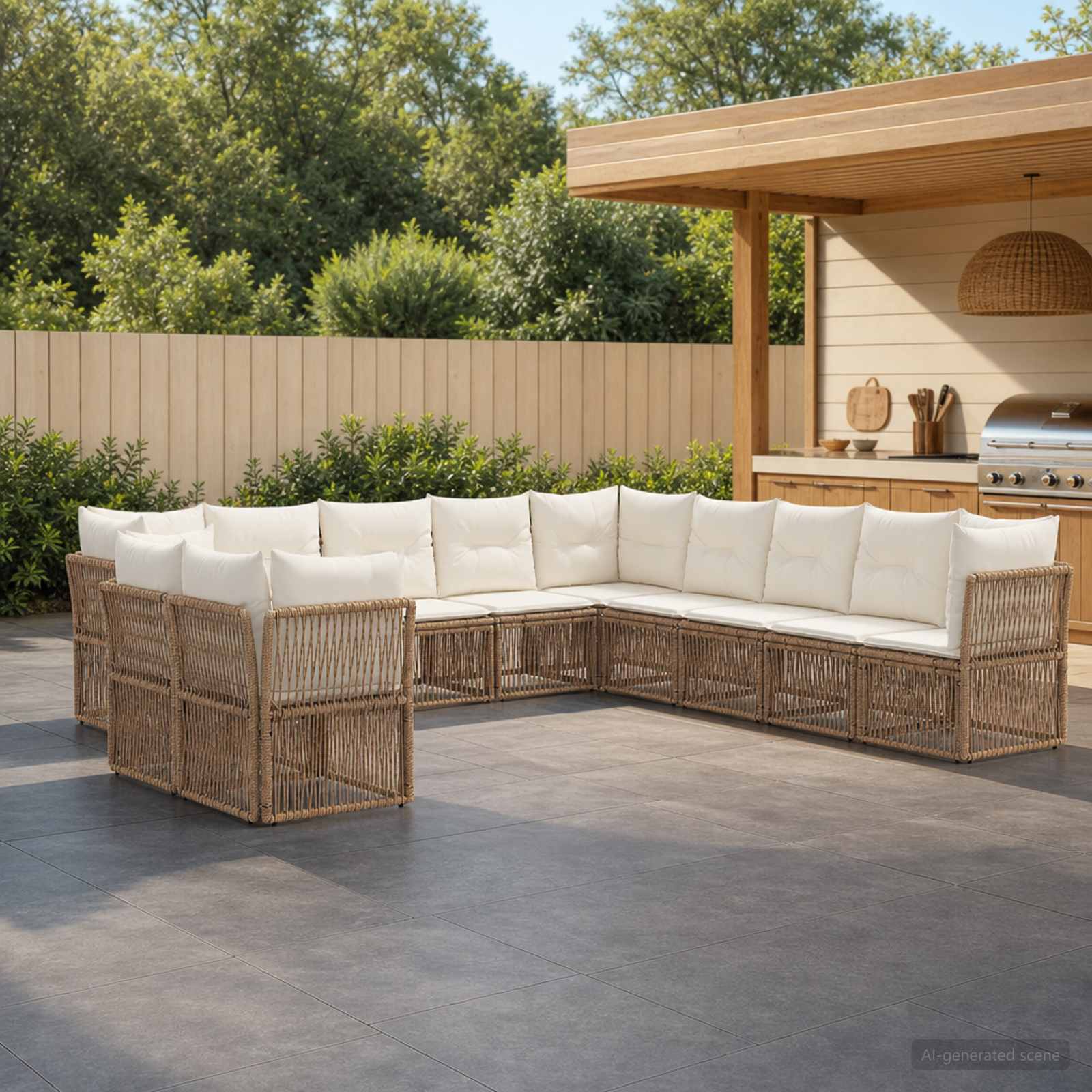 Gartensofa-set 11 pcs Beige Poly-Rattan