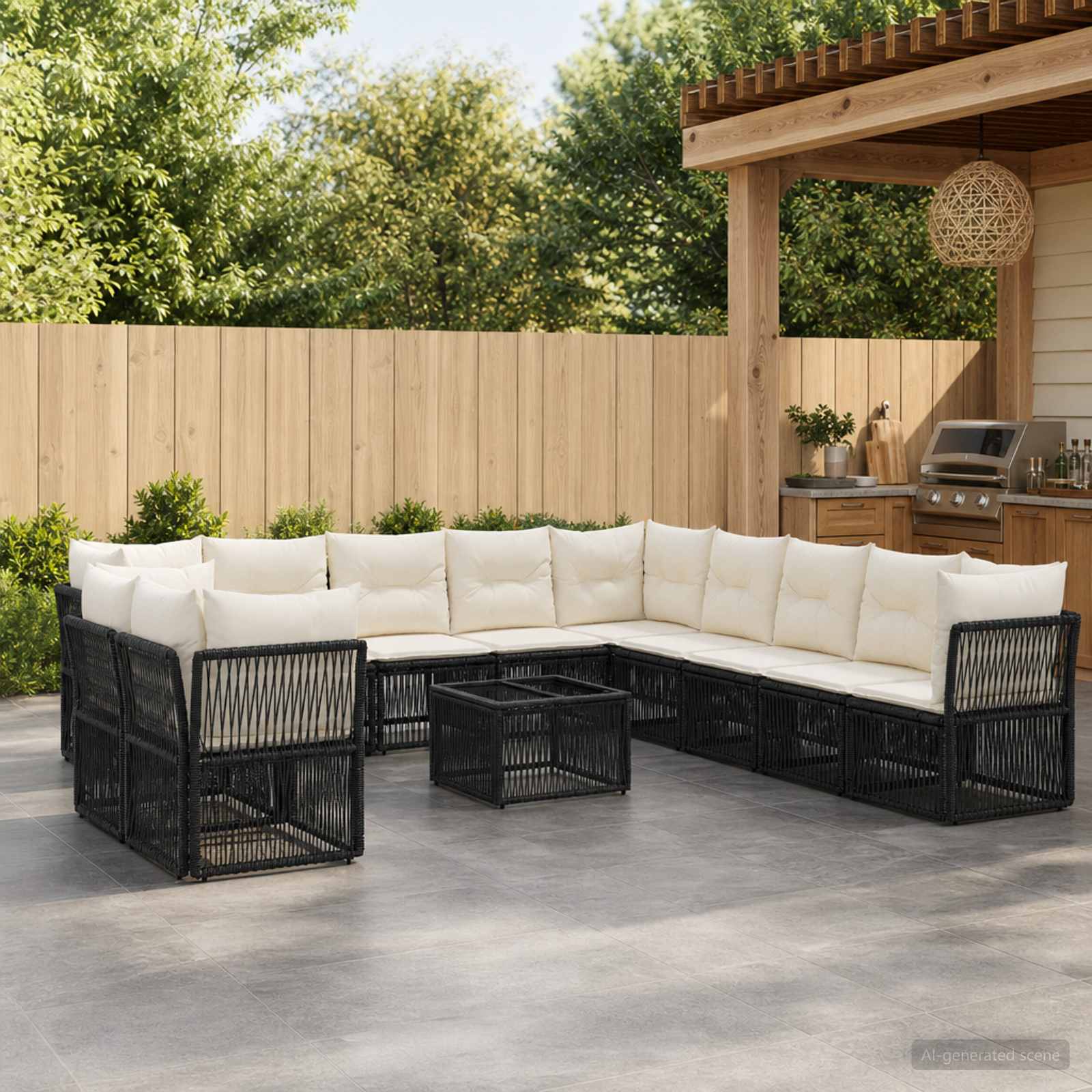 Gartensofa-set 12 stk. Schwarz Poly-Rattan