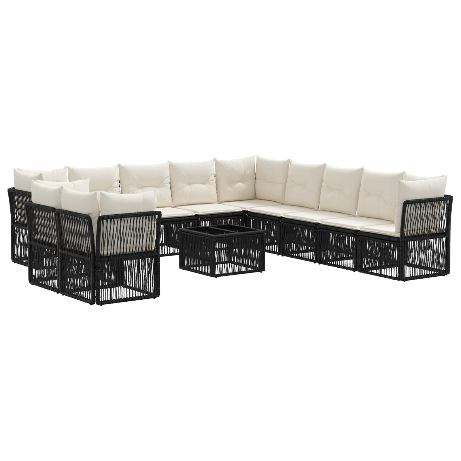 Gartensofa-set 12 stk. Schwarz Poly-Rattan