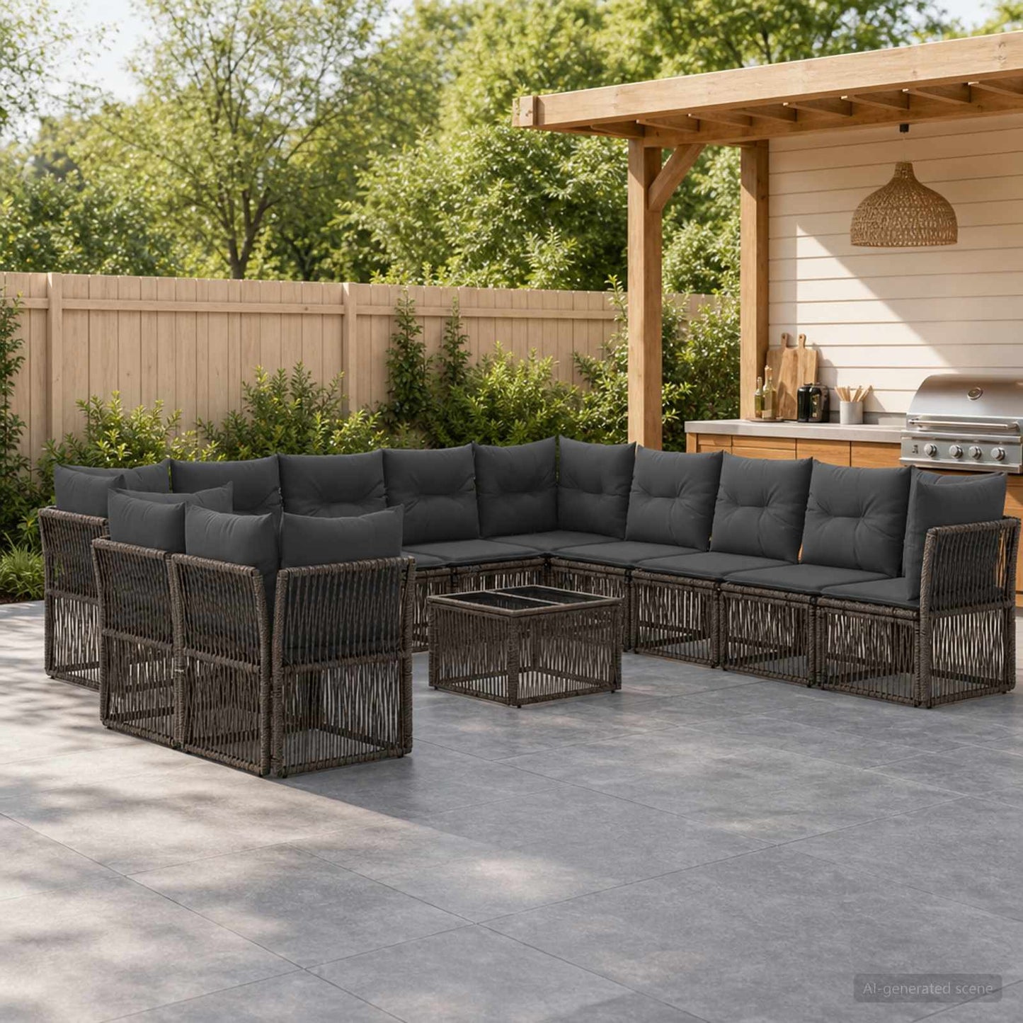 Gartensofa-set 12 stk. Grau Poly-Rattan