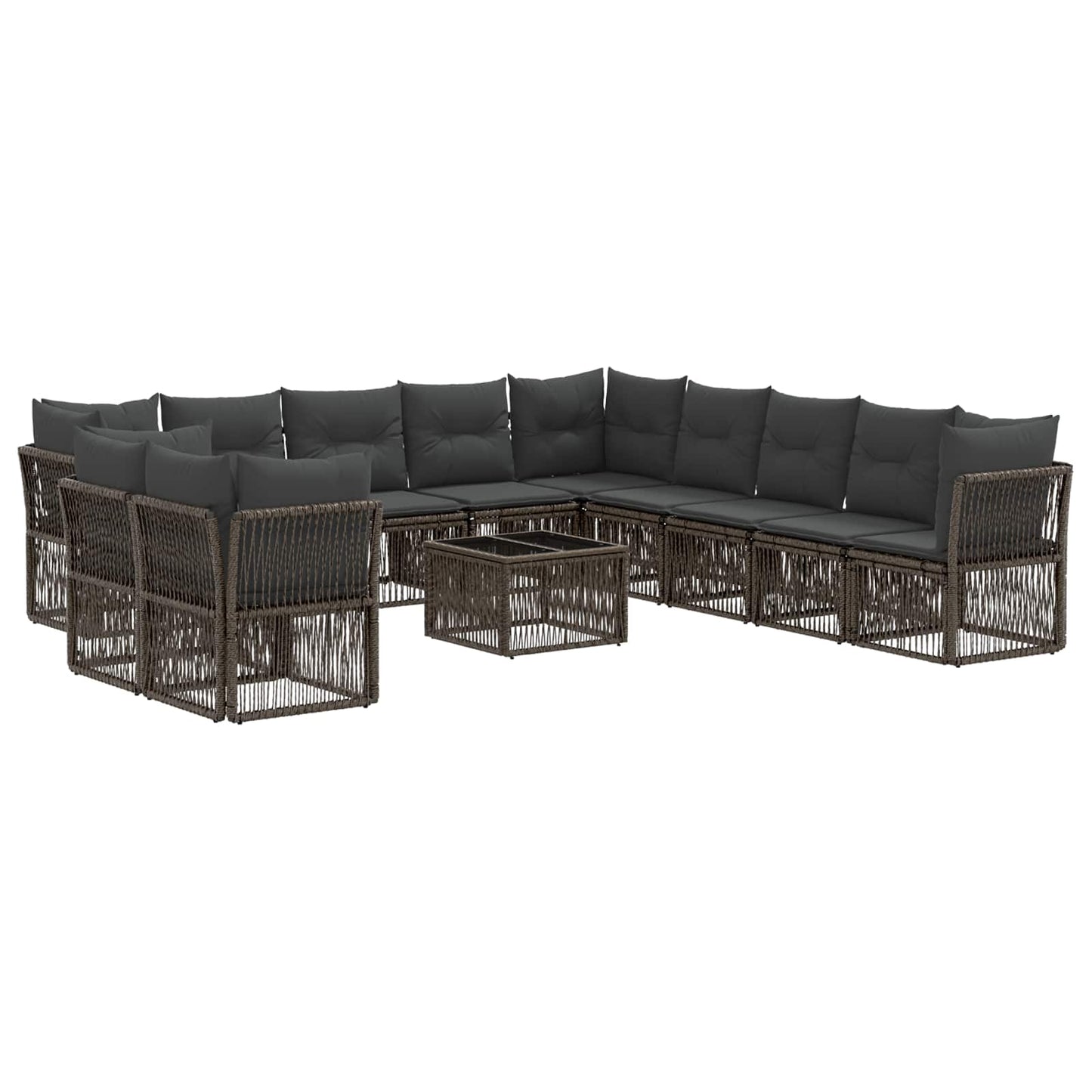 Gartensofa-set 12 stk. Grau Poly-Rattan