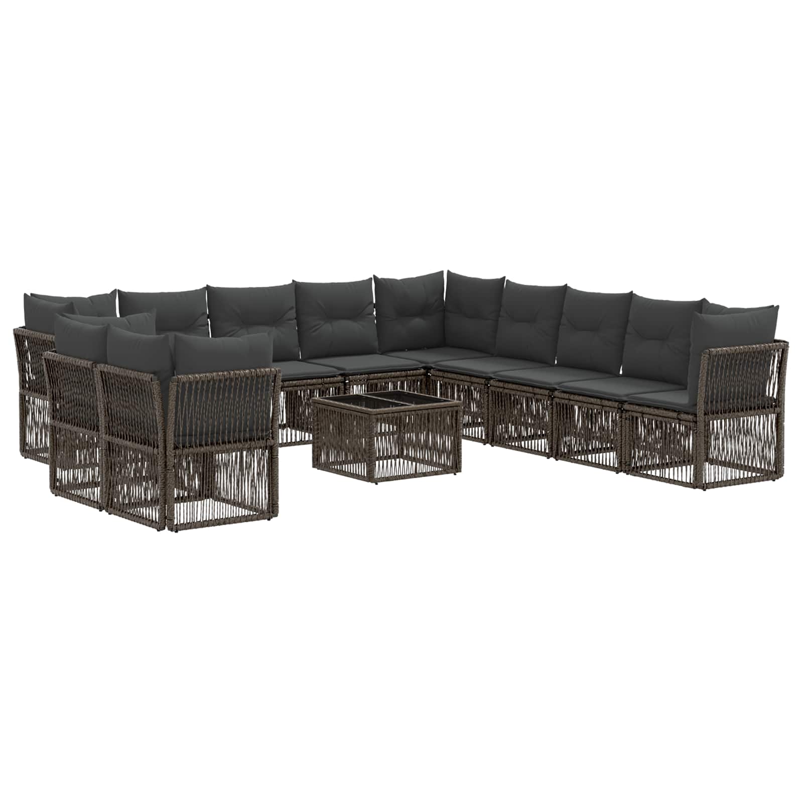Gartensofa-set 12 stk. Grau Poly-Rattan