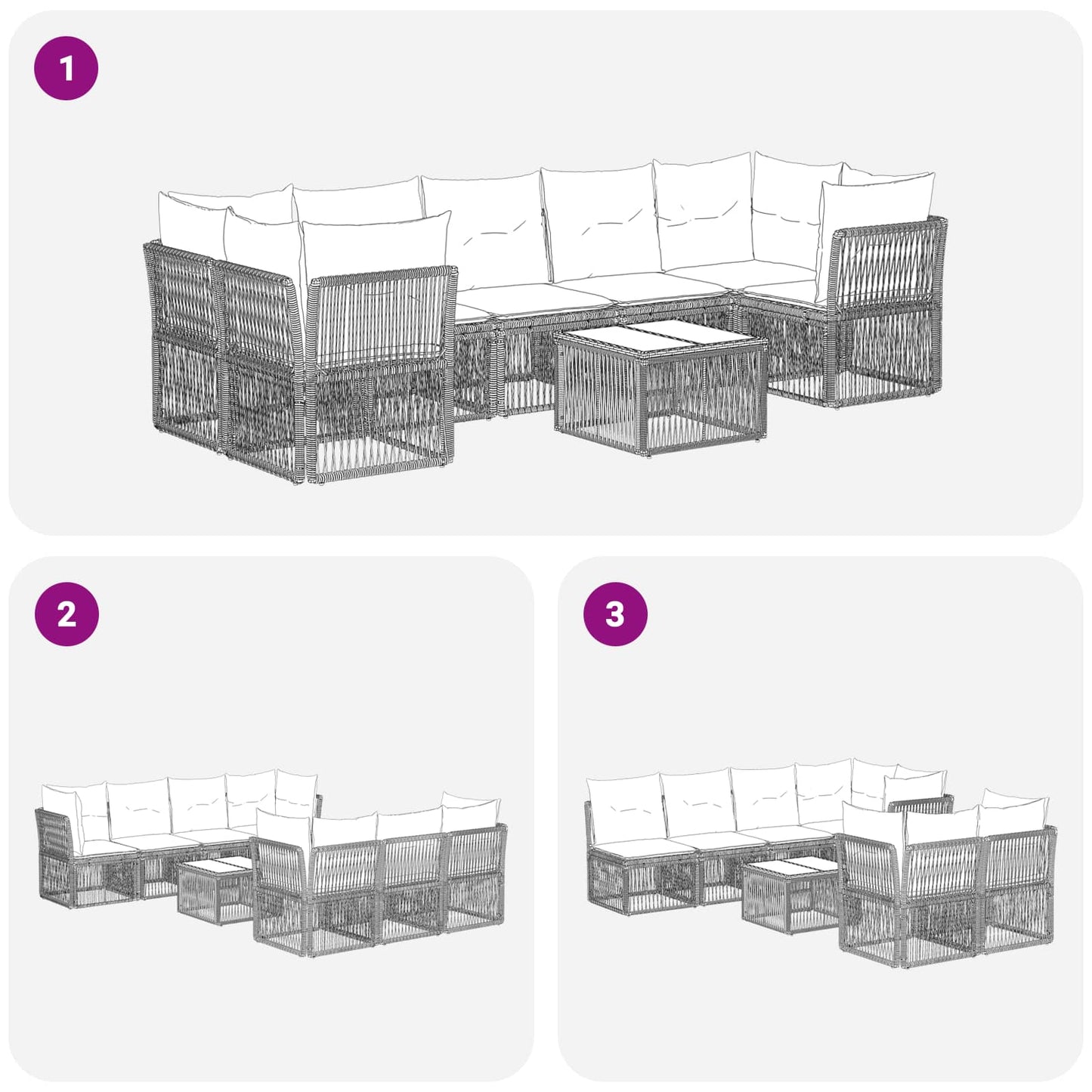 Gartensofa-set 12 stk. Grau Poly-Rattan