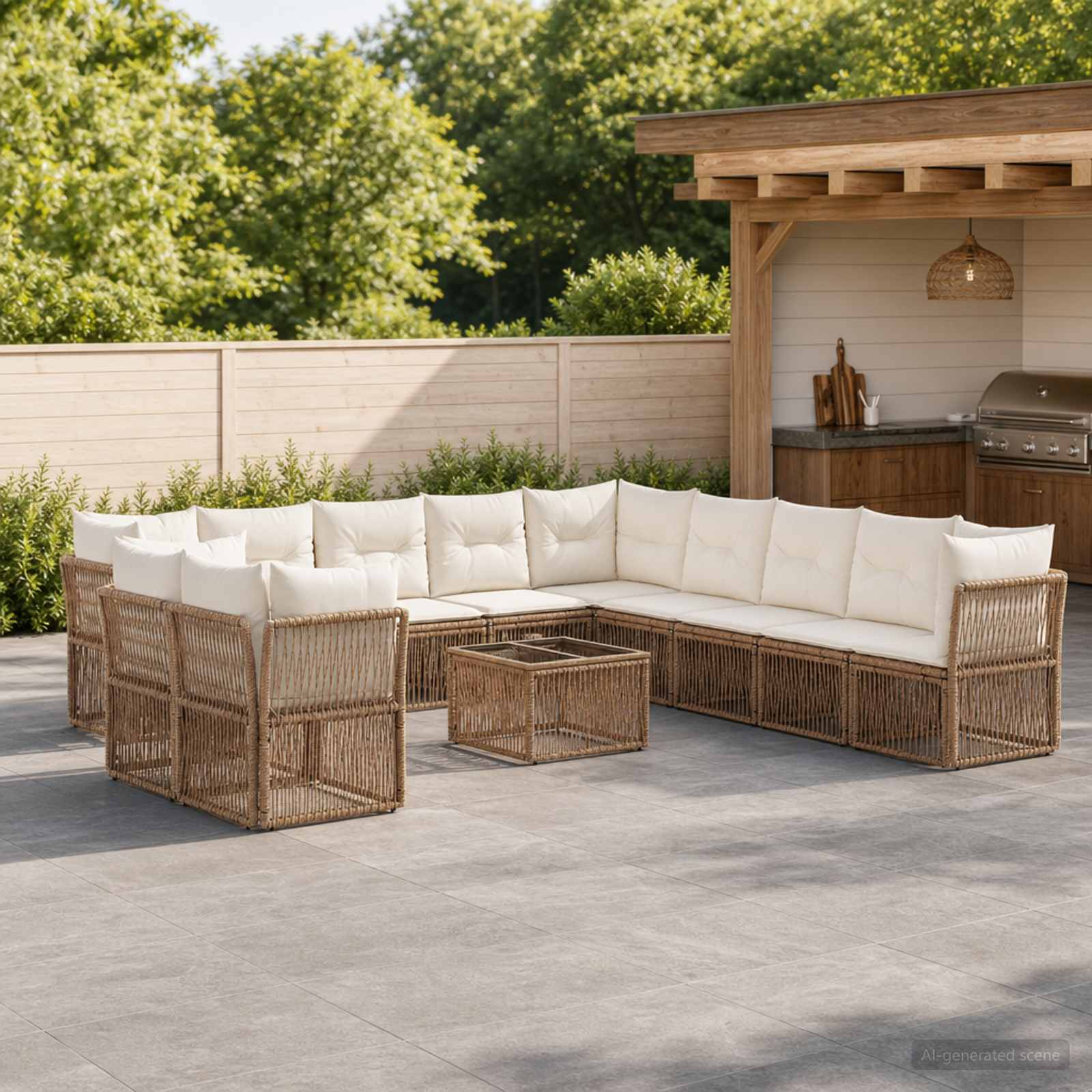 Gartensofa-set 12 pcs Beige Poly-Rattan