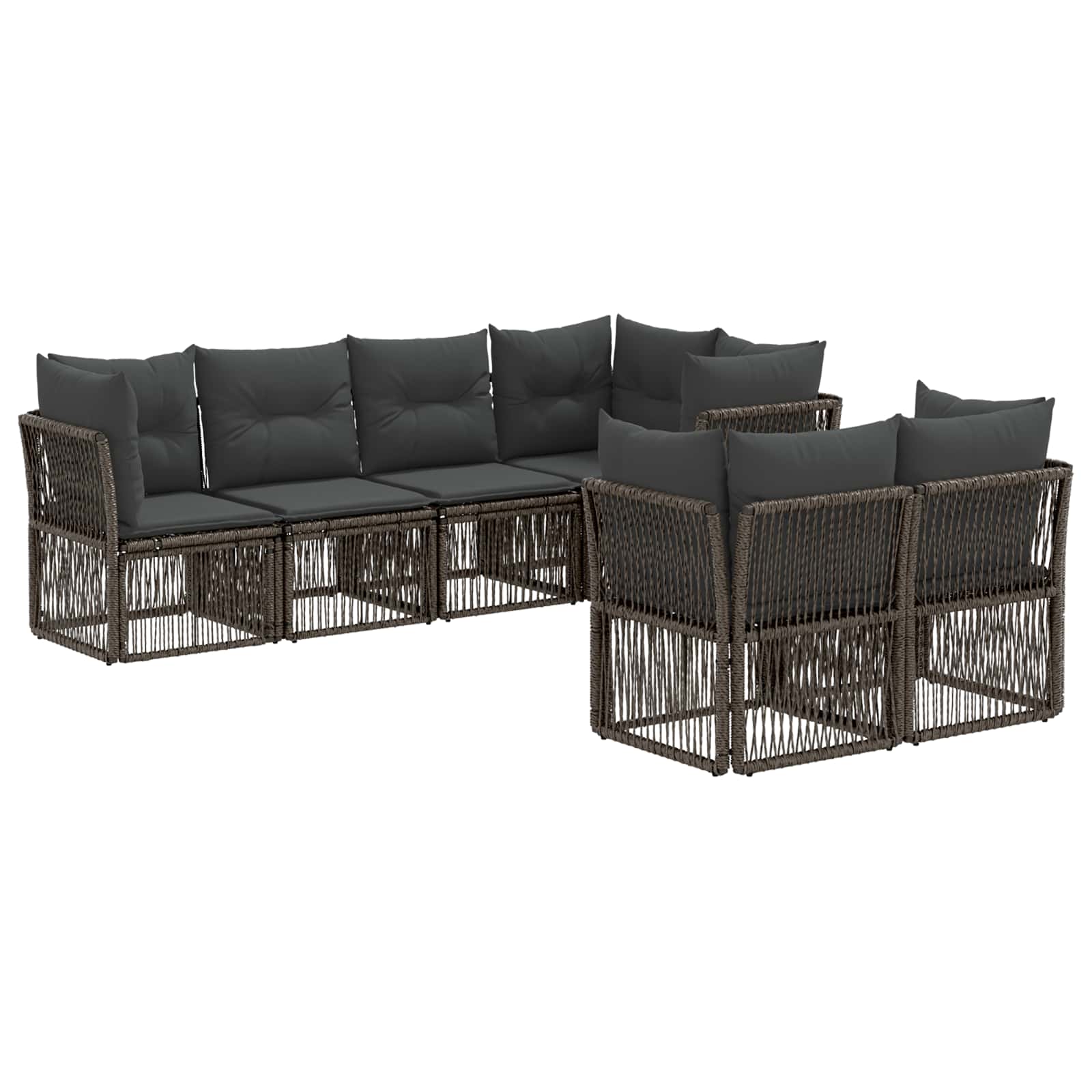 Gartensofa-set 7 stk. 7-Sitzanzahl Grau Poly-Rattan