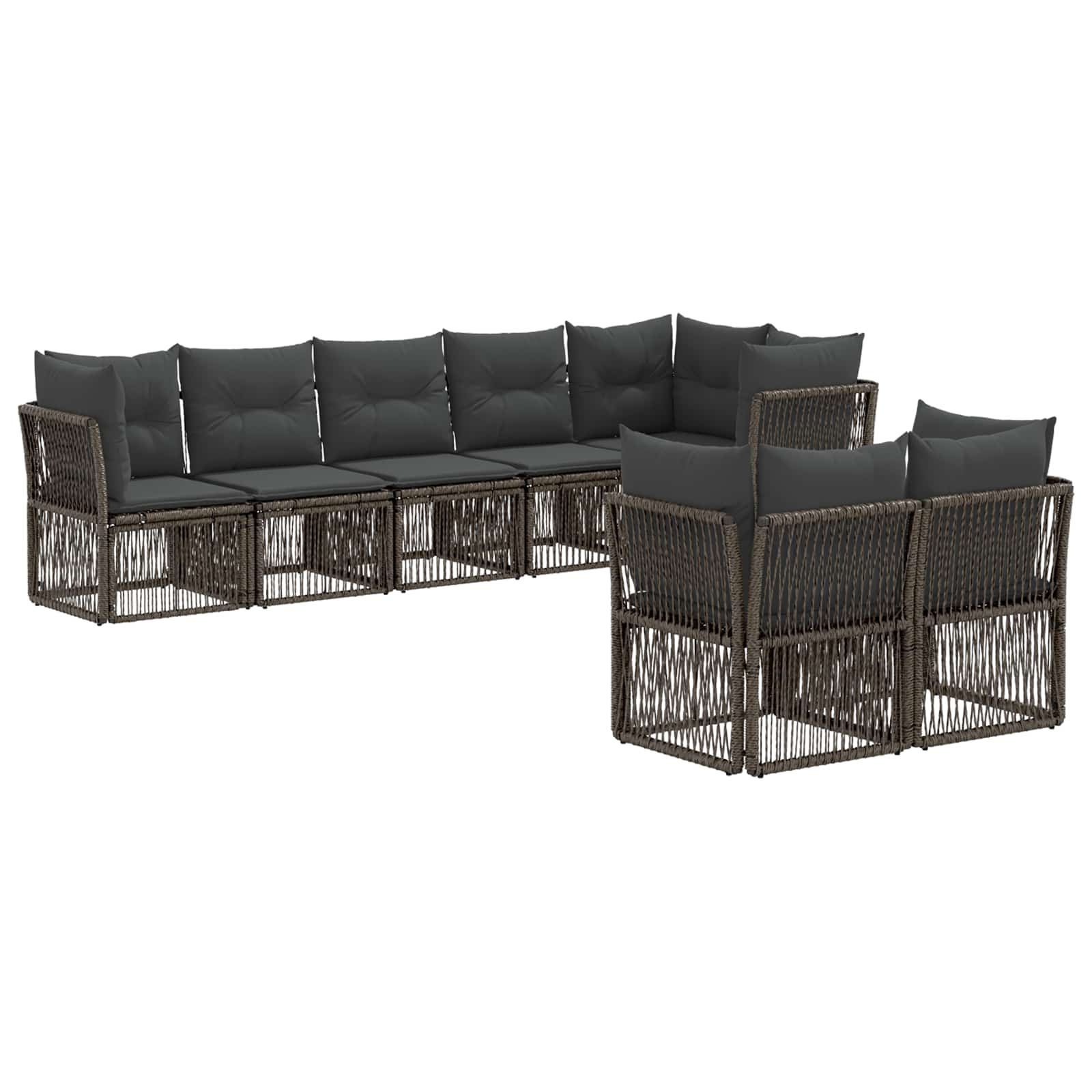 Gartensofa-set 8 pcs Grau Poly-Rattan