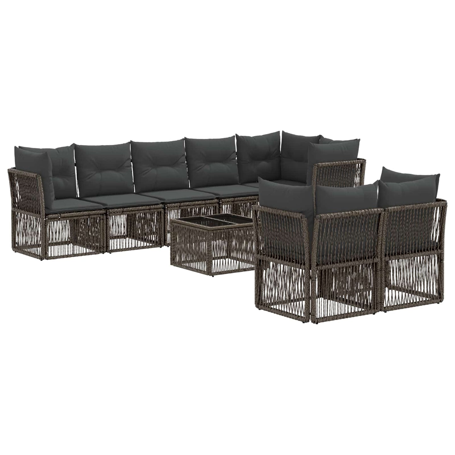Gartensofa-set 9 stk. Grau Poly-Rattan