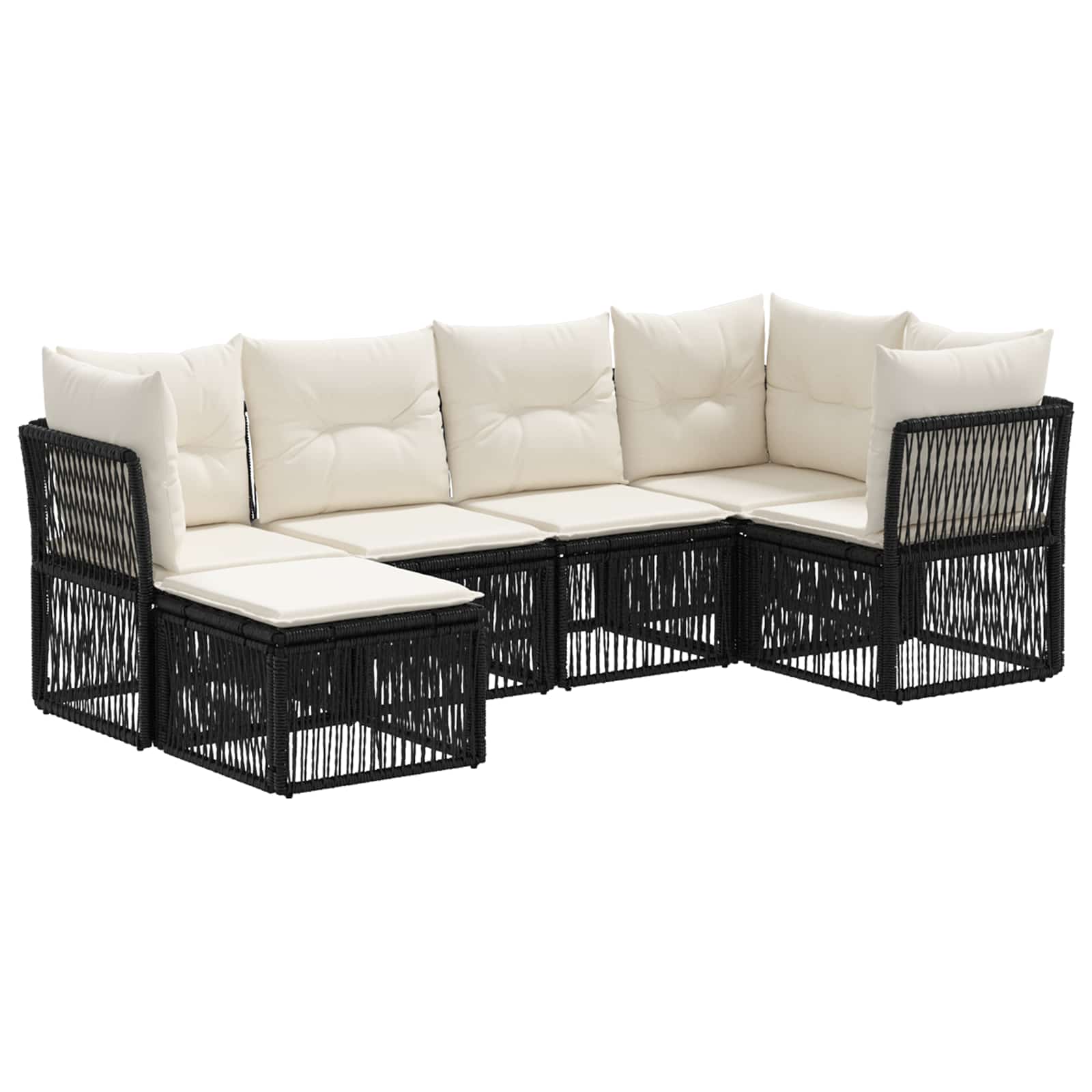 Gartensofa-set 6 stk. Schwarz Poly-Rattan