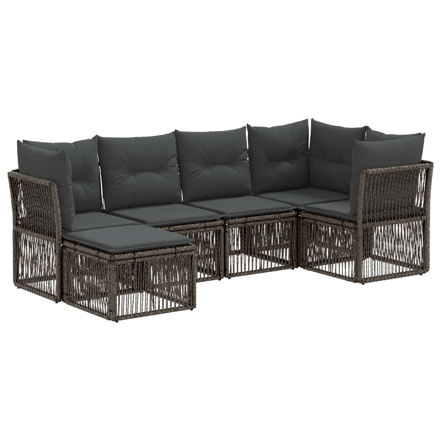Gartensofa-set 6 stk. Grau Poly-Rattan