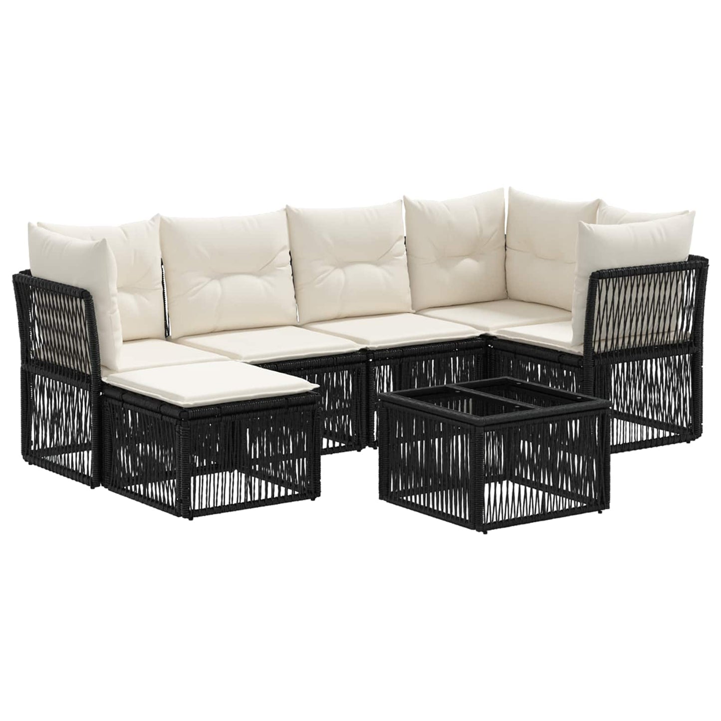 Gartensofa-set 7 pcs Schwarz Poly-Rattan