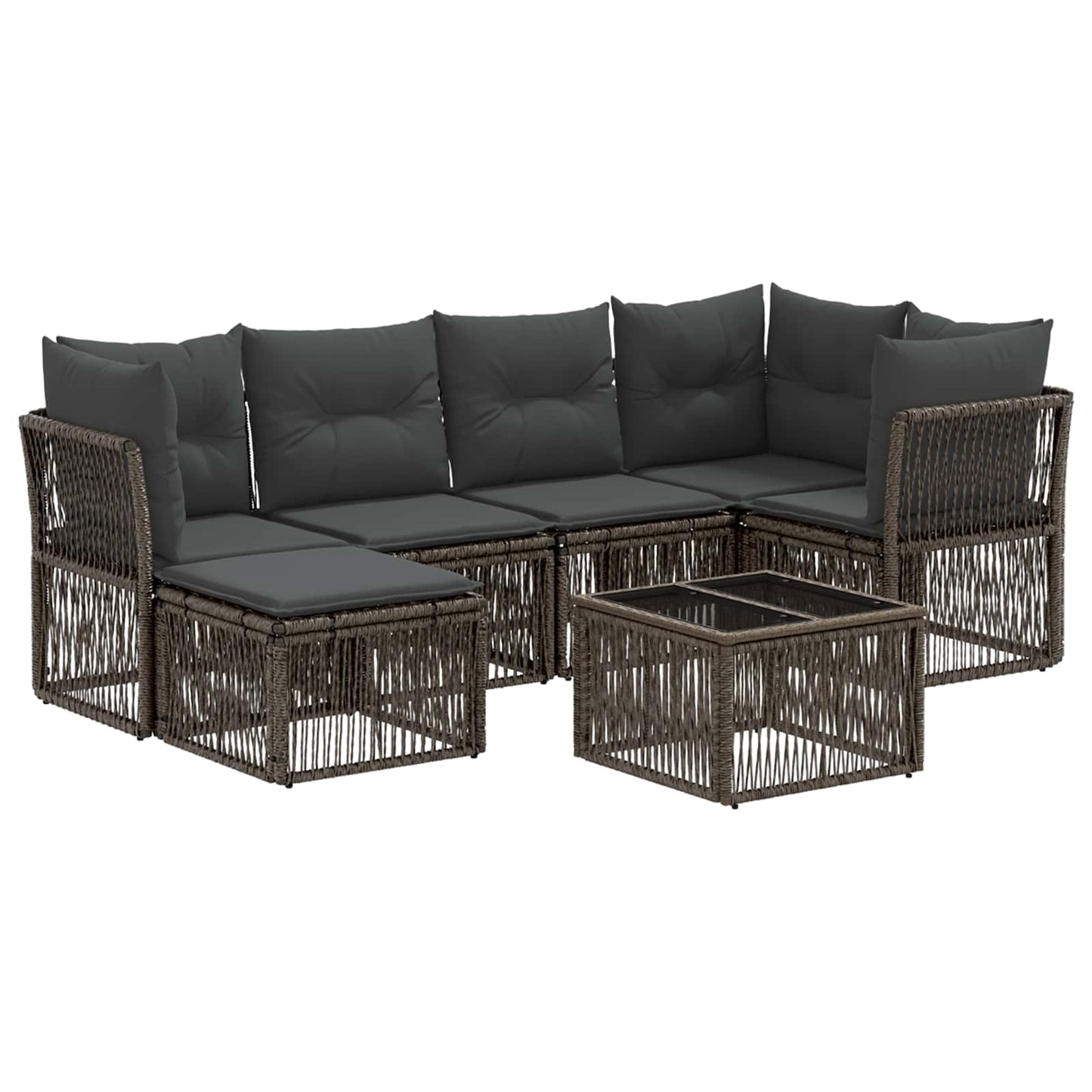 Gartensofa-set 7 stk. Grau Poly-Rattan