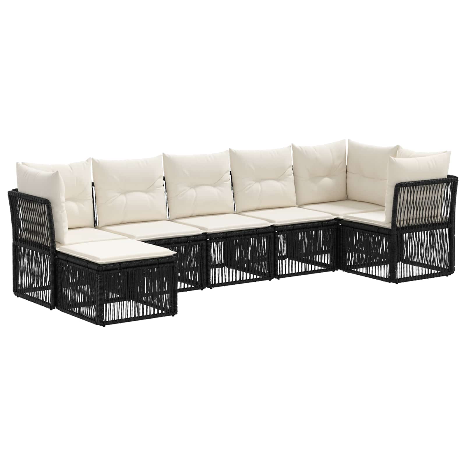Gartensofa-set 7 pcs Schwarz Poly-Rattan