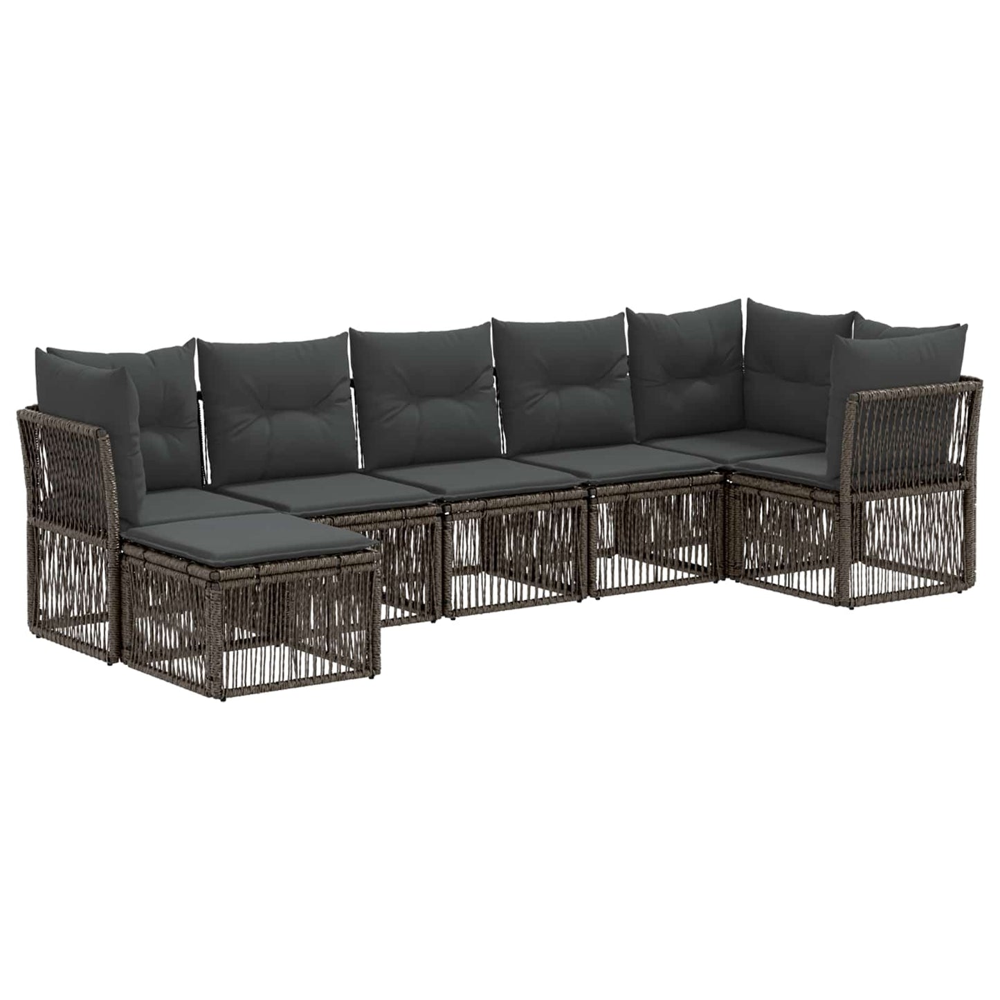 Gartensofa-set 7 pcs Grau Poly-Rattan