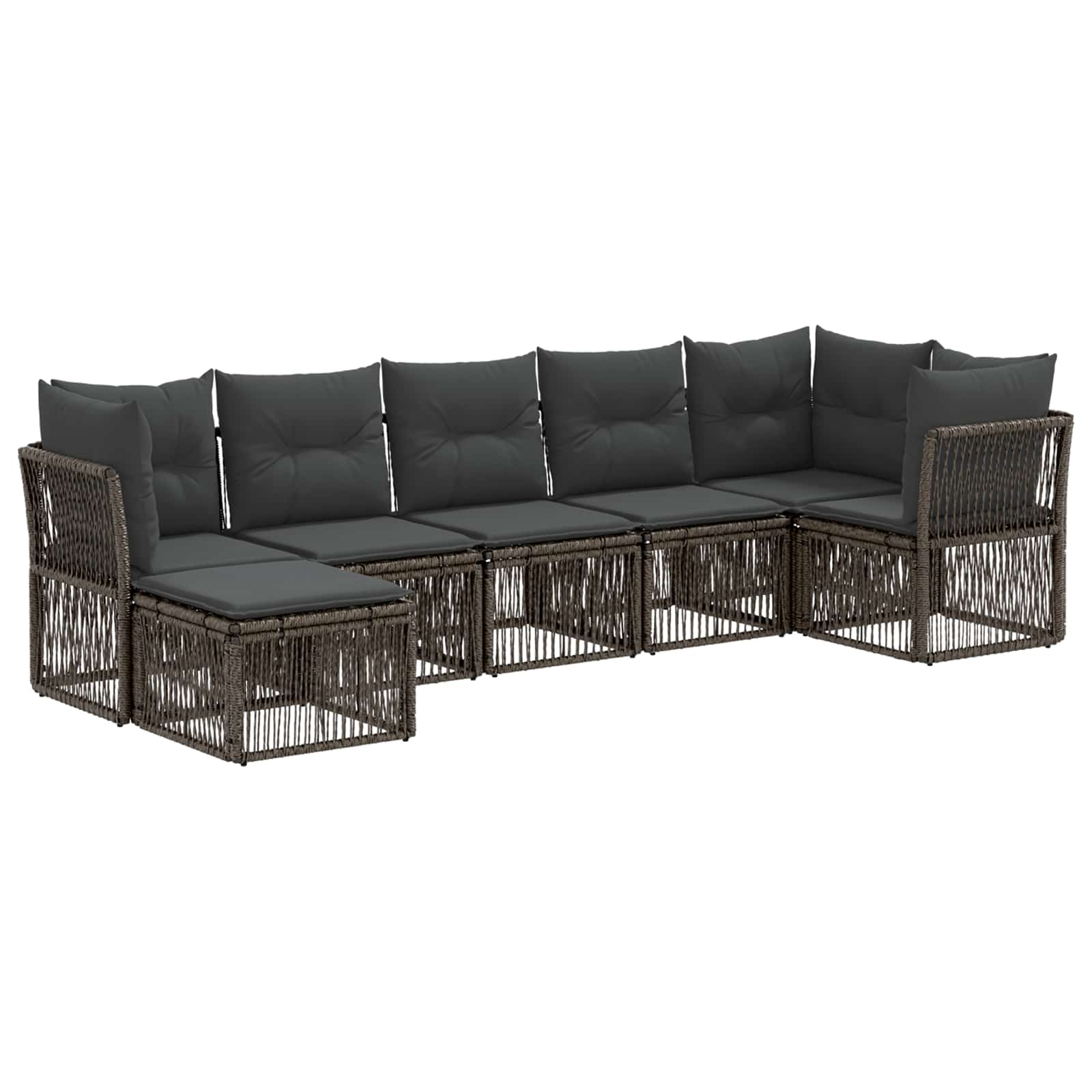 Gartensofa-set 7 pcs Grau Poly-Rattan