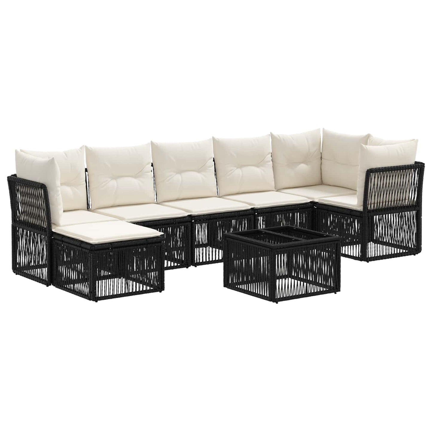 Gartensofa-set 8 pcs Schwarz Poly-Rattan