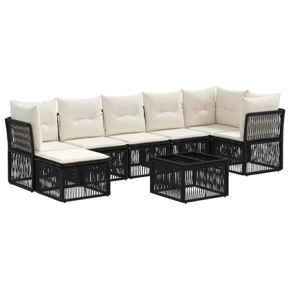Gartensofa-set 8 stk. Schwarz Poly-Rattan