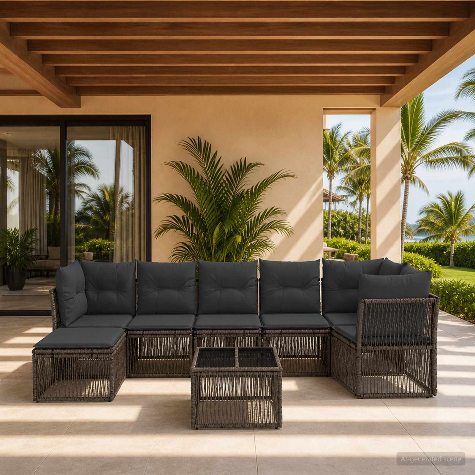 Gartensofa-set 8 stk. Grau Poly-Rattan