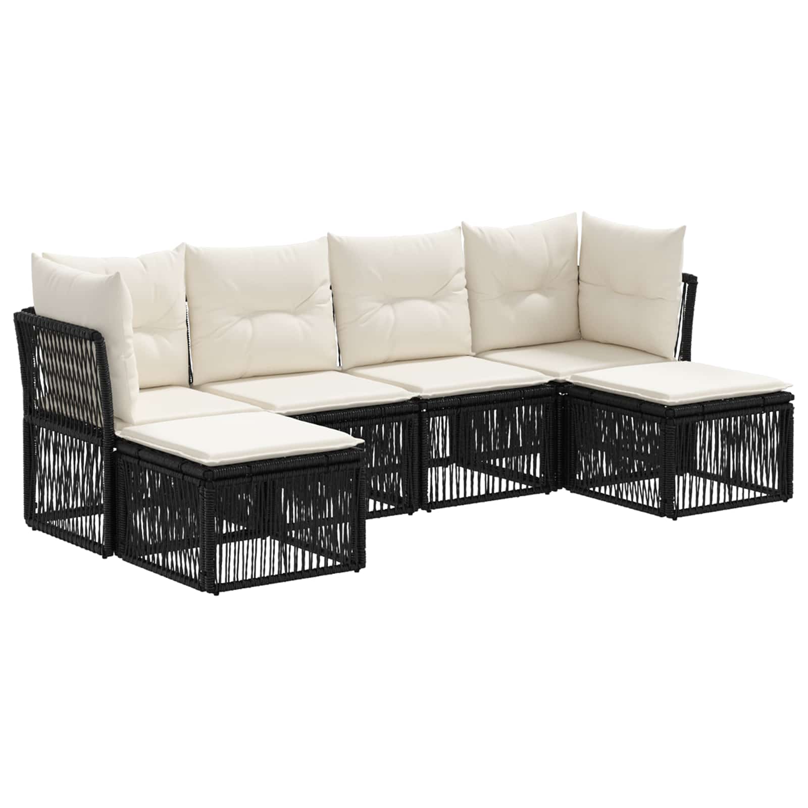 Gartensofa-set 6 pcs Schwarz Poly-Rattan