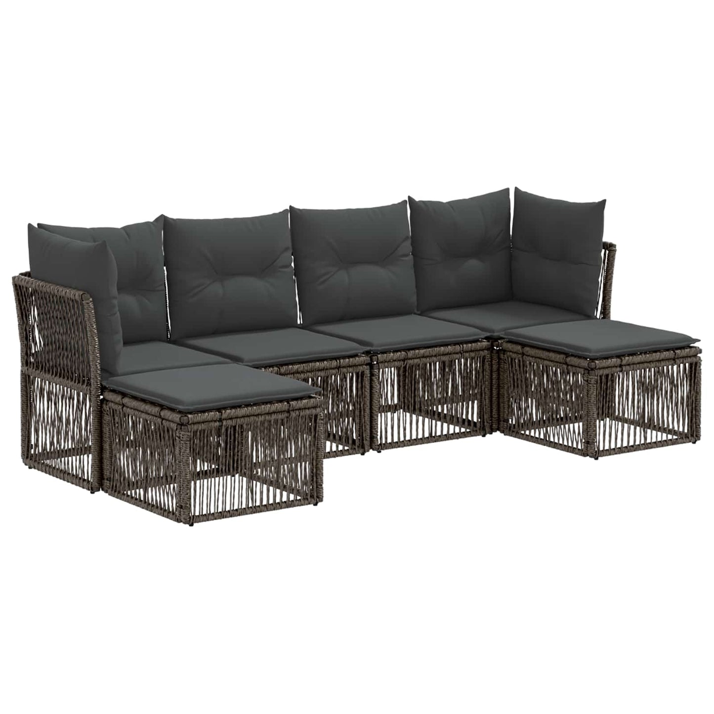 Gartensofa-set 6 stk. Grau Poly-Rattan