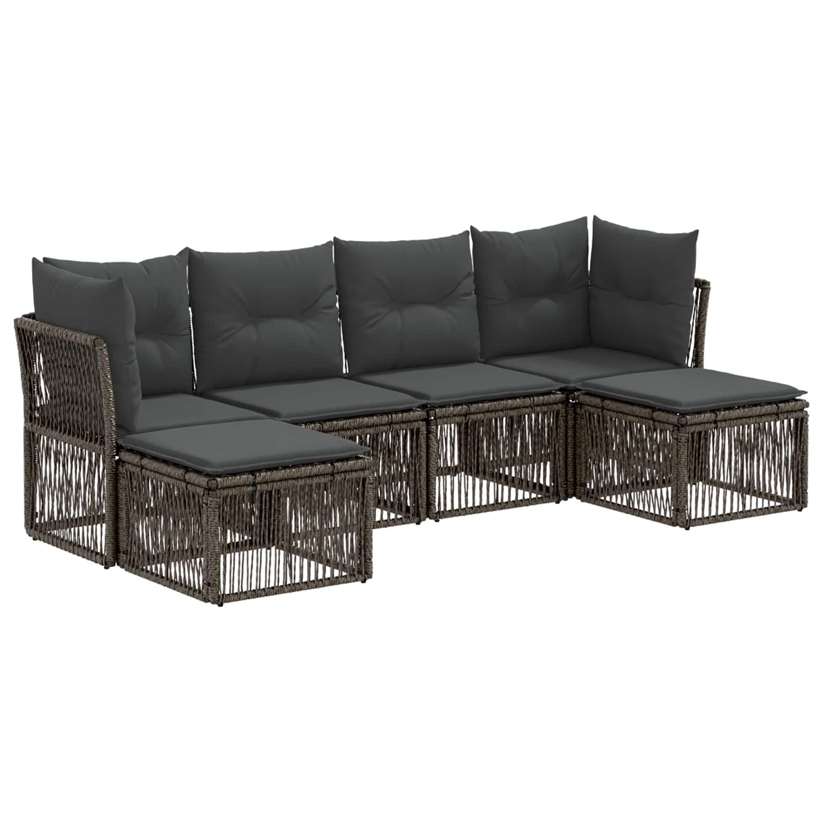 Gartensofa-set 6 stk. Grau Poly-Rattan