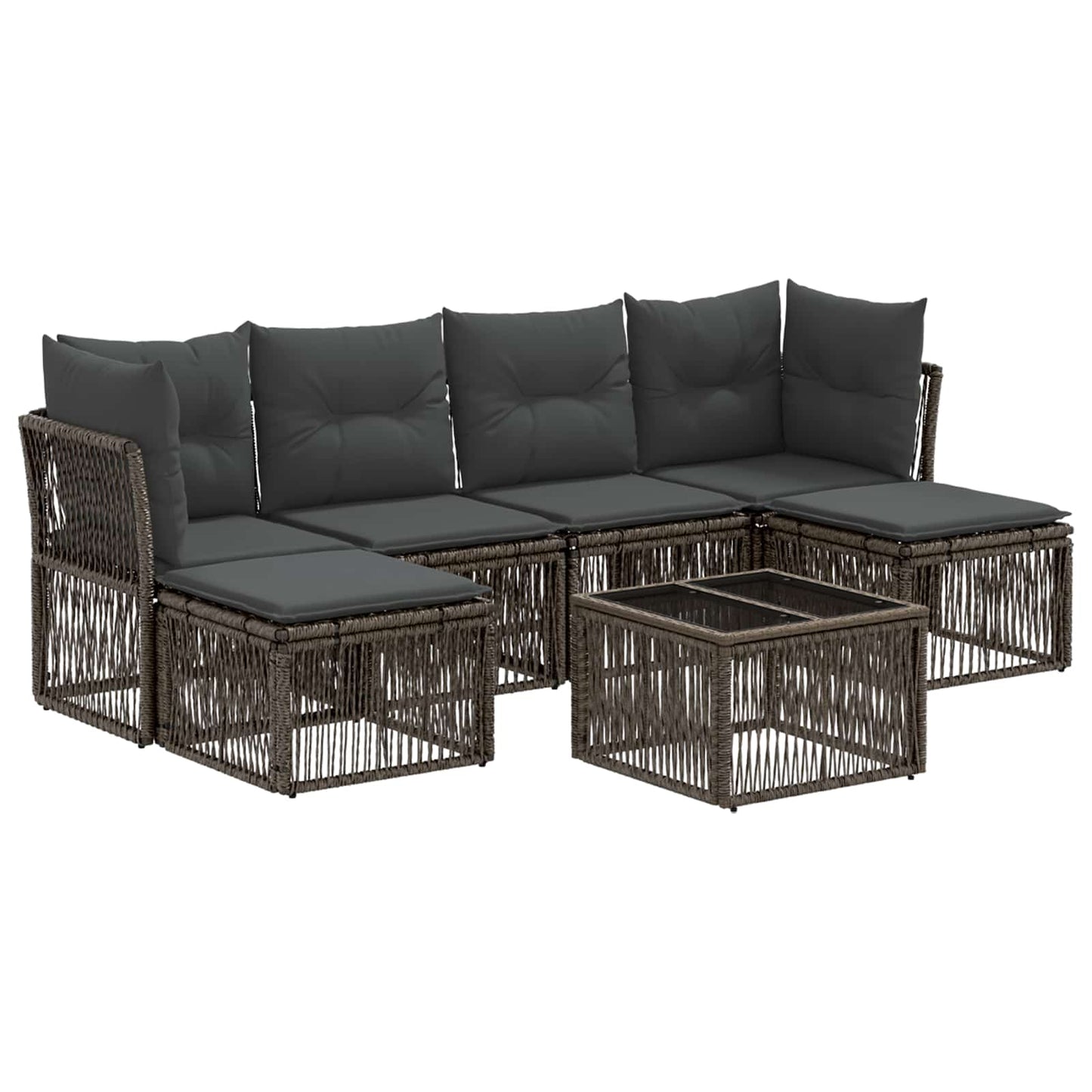 Gartensofa-set 7 stk. Grau Poly-Rattan