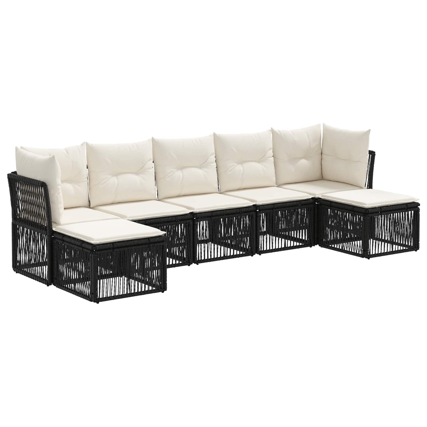 Gartensofa-set 7 stk. Schwarz Poly-Rattan