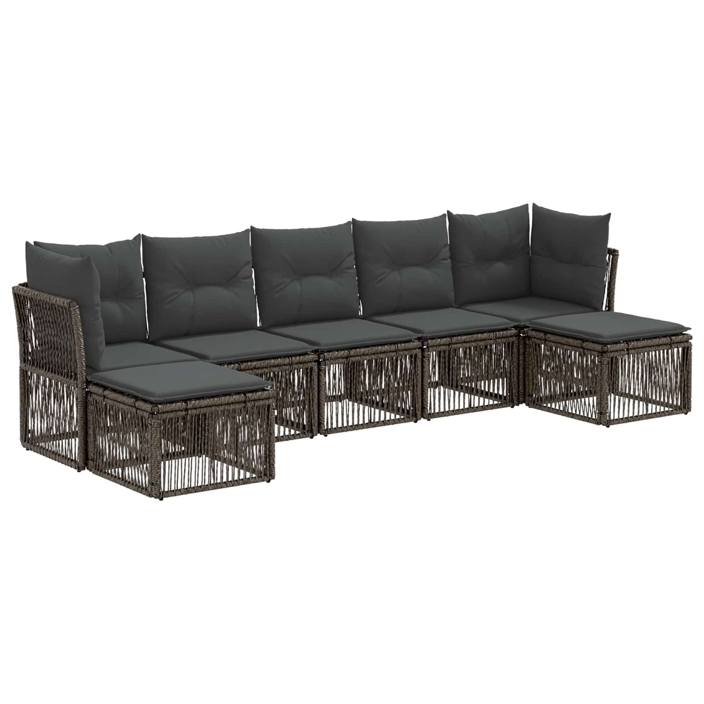Gartensofa-set 7 stk. Grau Poly-Rattan