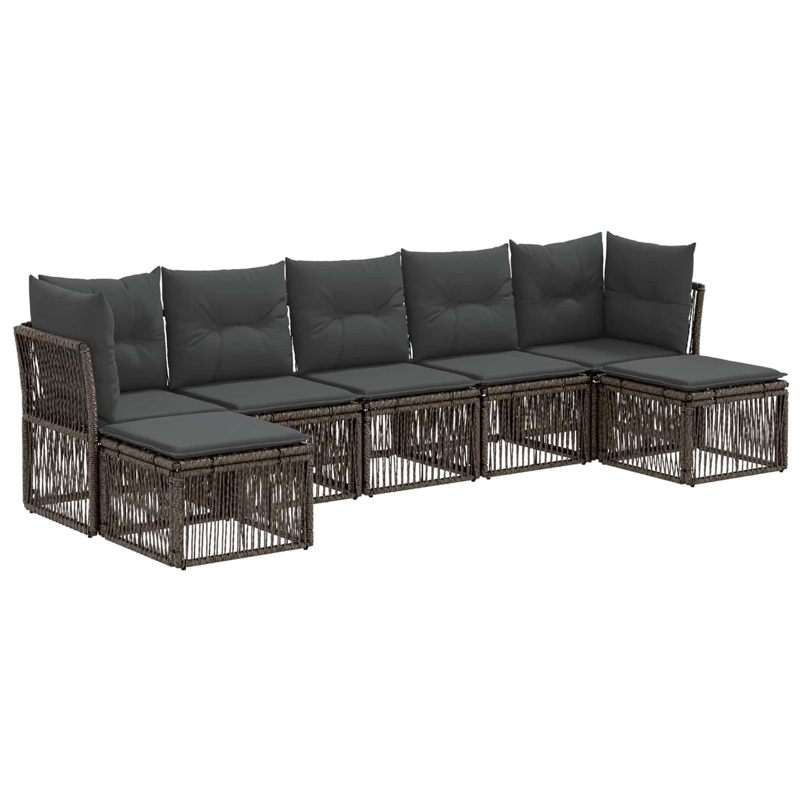 Gartensofa-set 7 stk. Grau Poly-Rattan