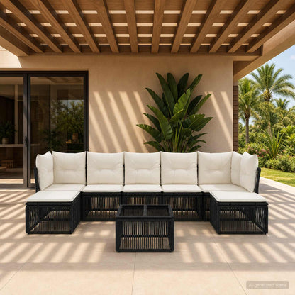 Gartensofa-set 8 stk. Schwarz Poly-Rattan