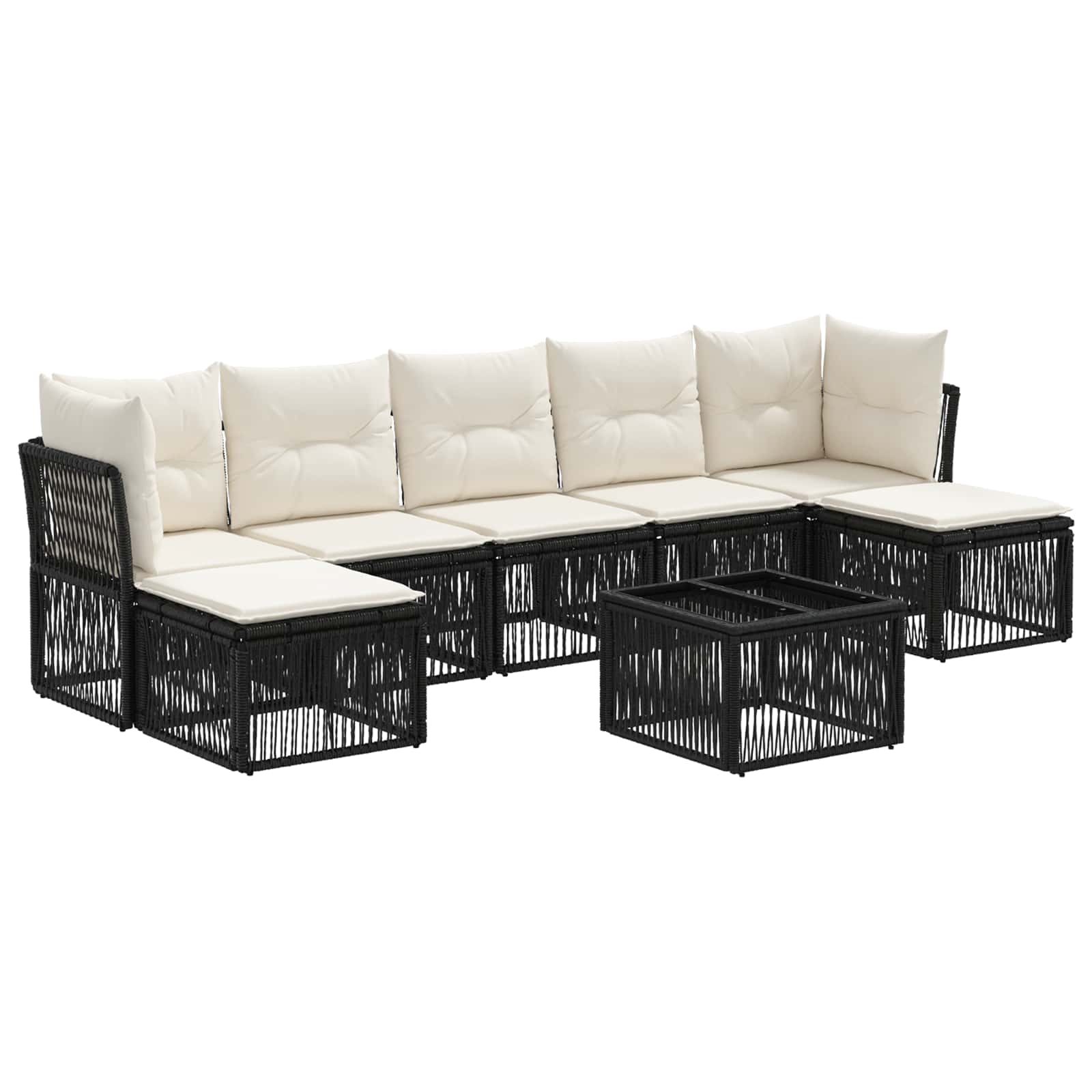 Gartensofa-set 8 stk. Schwarz Poly-Rattan
