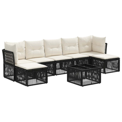 Gartensofa-set 8 stk. Schwarz Poly-Rattan