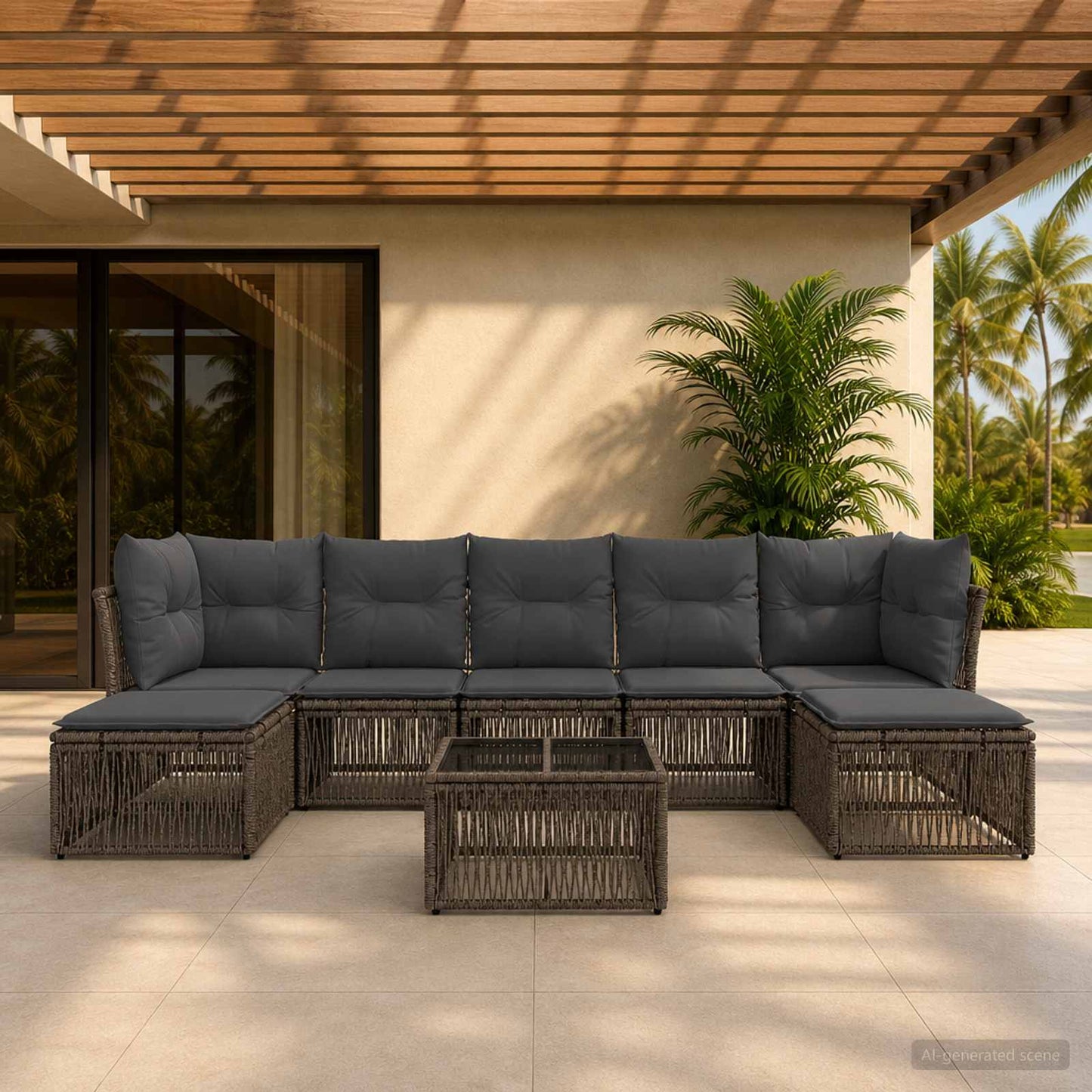 Gartensofa-set 8 stk. Grau Poly-Rattan