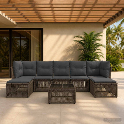 Gartensofa-set 8 stk. Grau Poly-Rattan
