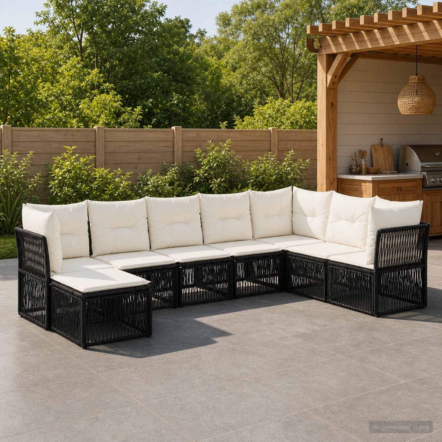 Gartensofa-set 8 stk. Schwarz Poly-Rattan