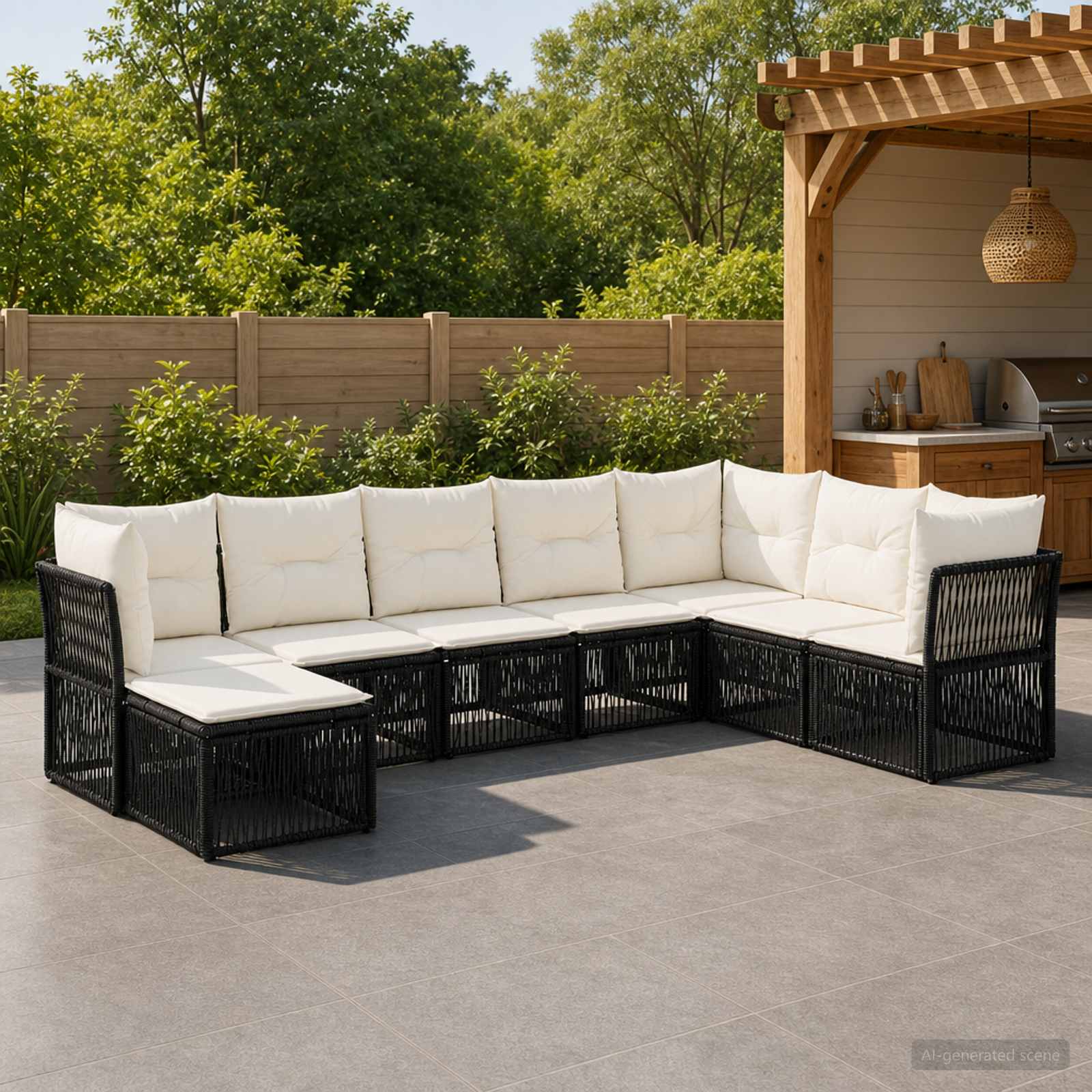 Gartensofa-set 8 stk. Schwarz Poly-Rattan