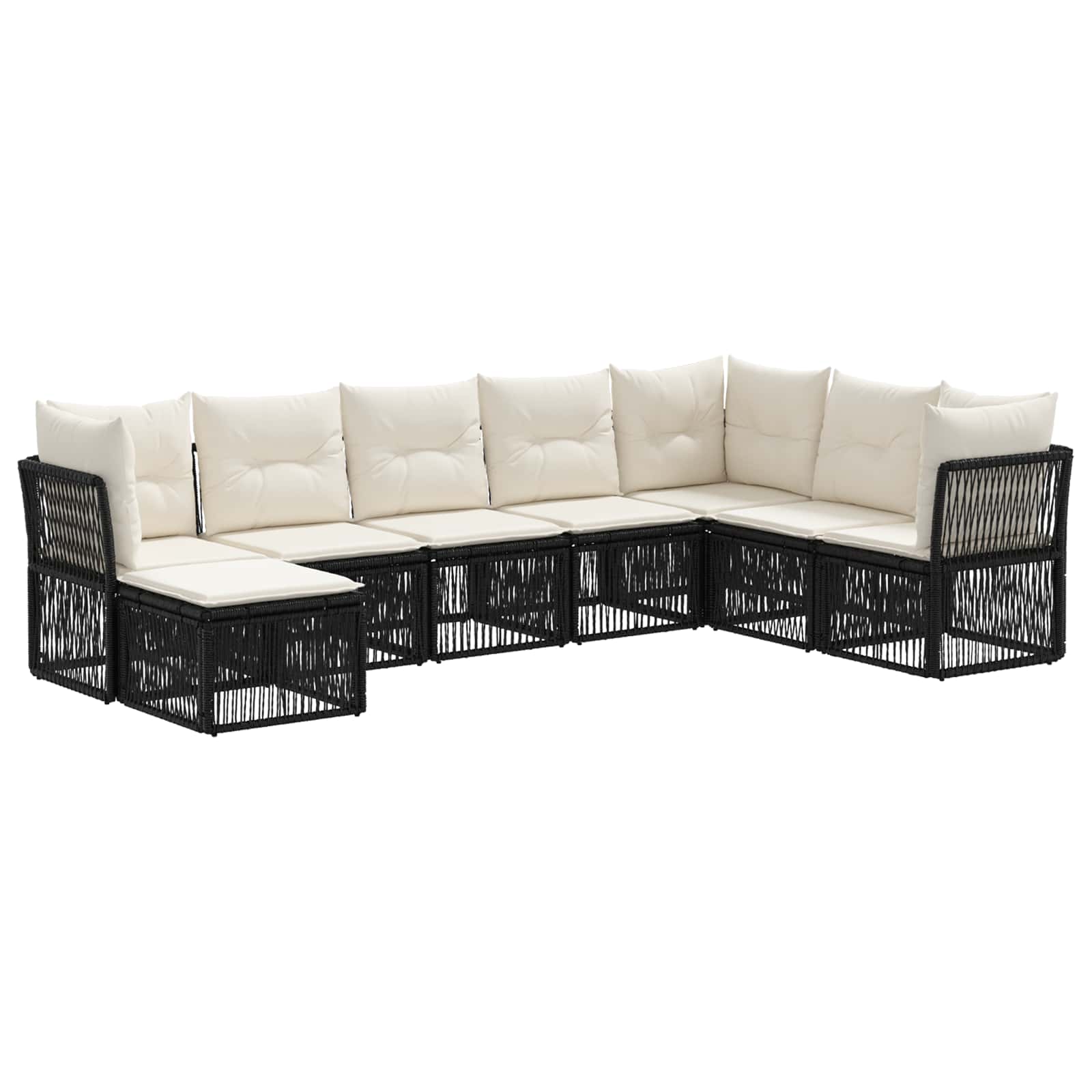 Gartensofa-set 8 stk. Schwarz Poly-Rattan