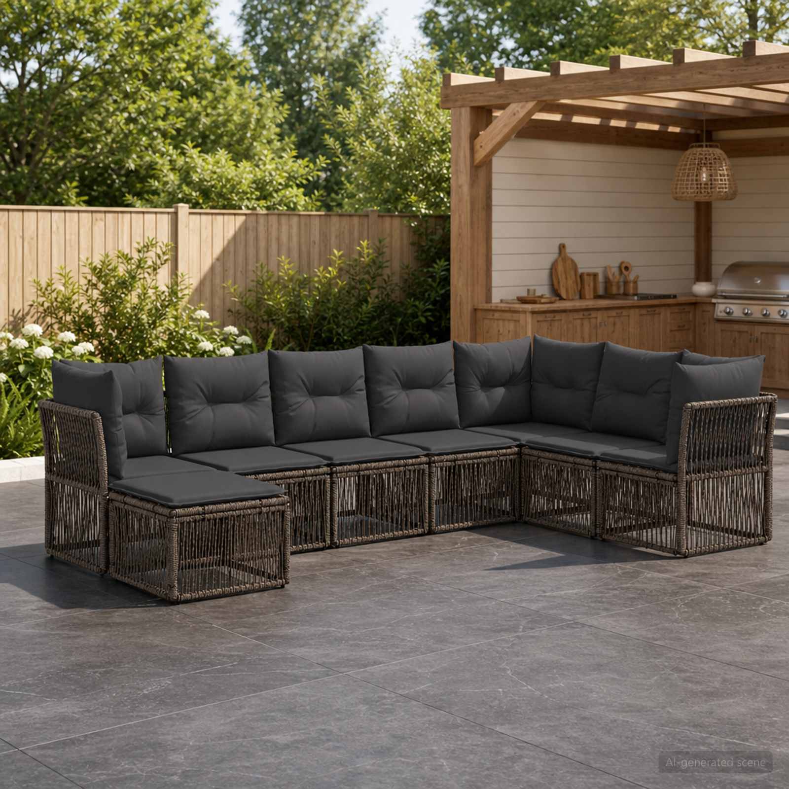 Gartensofa-set 8 stk. Grau Poly-Rattan