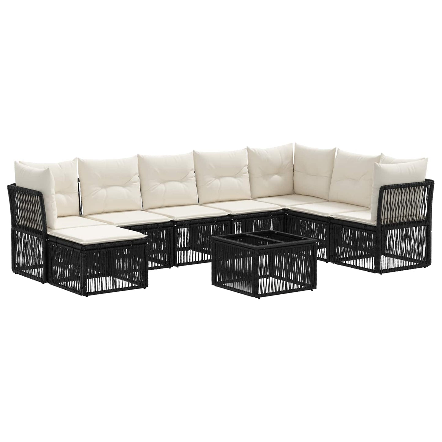 Gartensofa-set 9 pcs Schwarz Poly-Rattan
