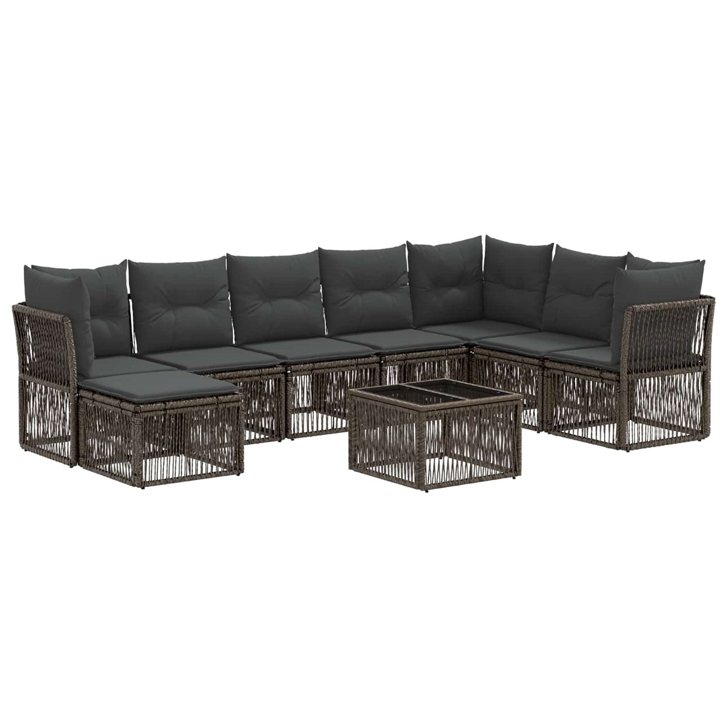Gartensofa-set 9 stk. Grau Poly-Rattan