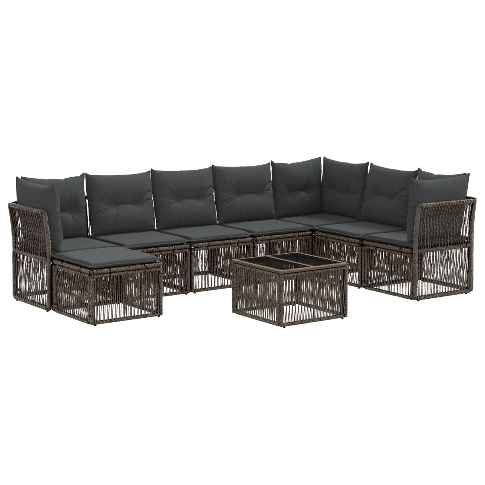 Gartensofa-set 9 stk. Grau Poly-Rattan