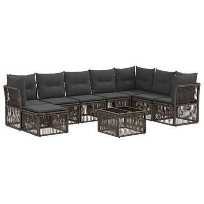 Gartensofa-set 9 stk. Grau Poly-Rattan