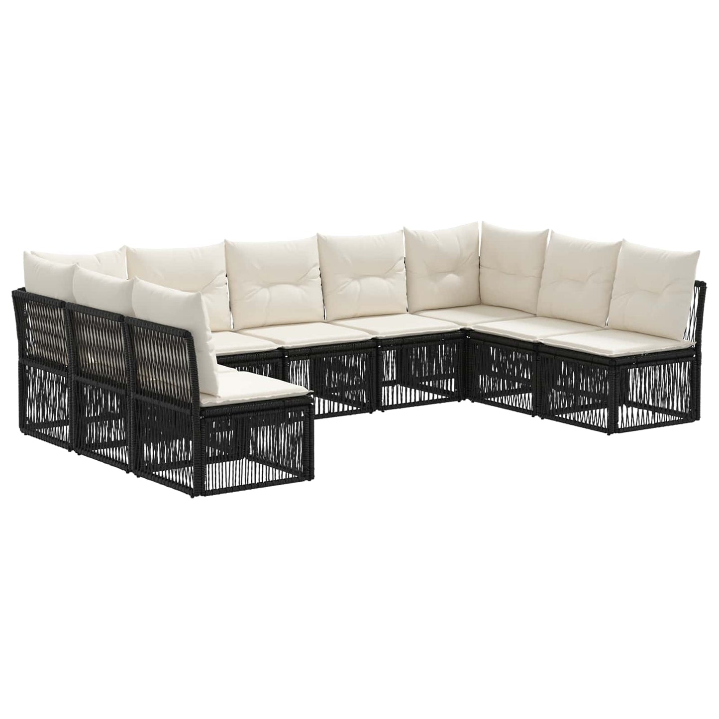 Gartensofa-set 9 pcs Schwarz Poly-Rattan