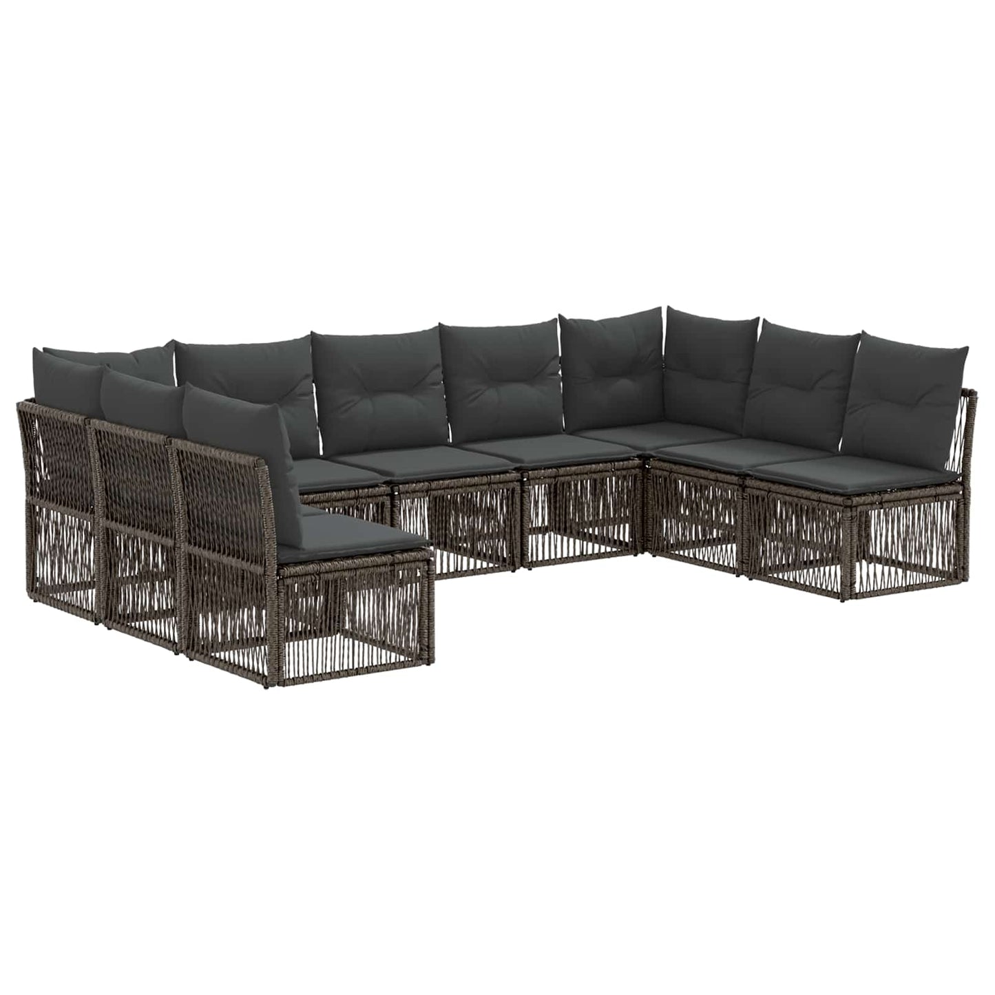 Gartensofa-set 9 pcs Grau Poly-Rattan