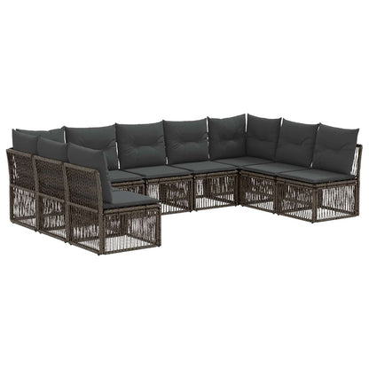 Gartensofa-set 9 stk. Grau Poly-Rattan