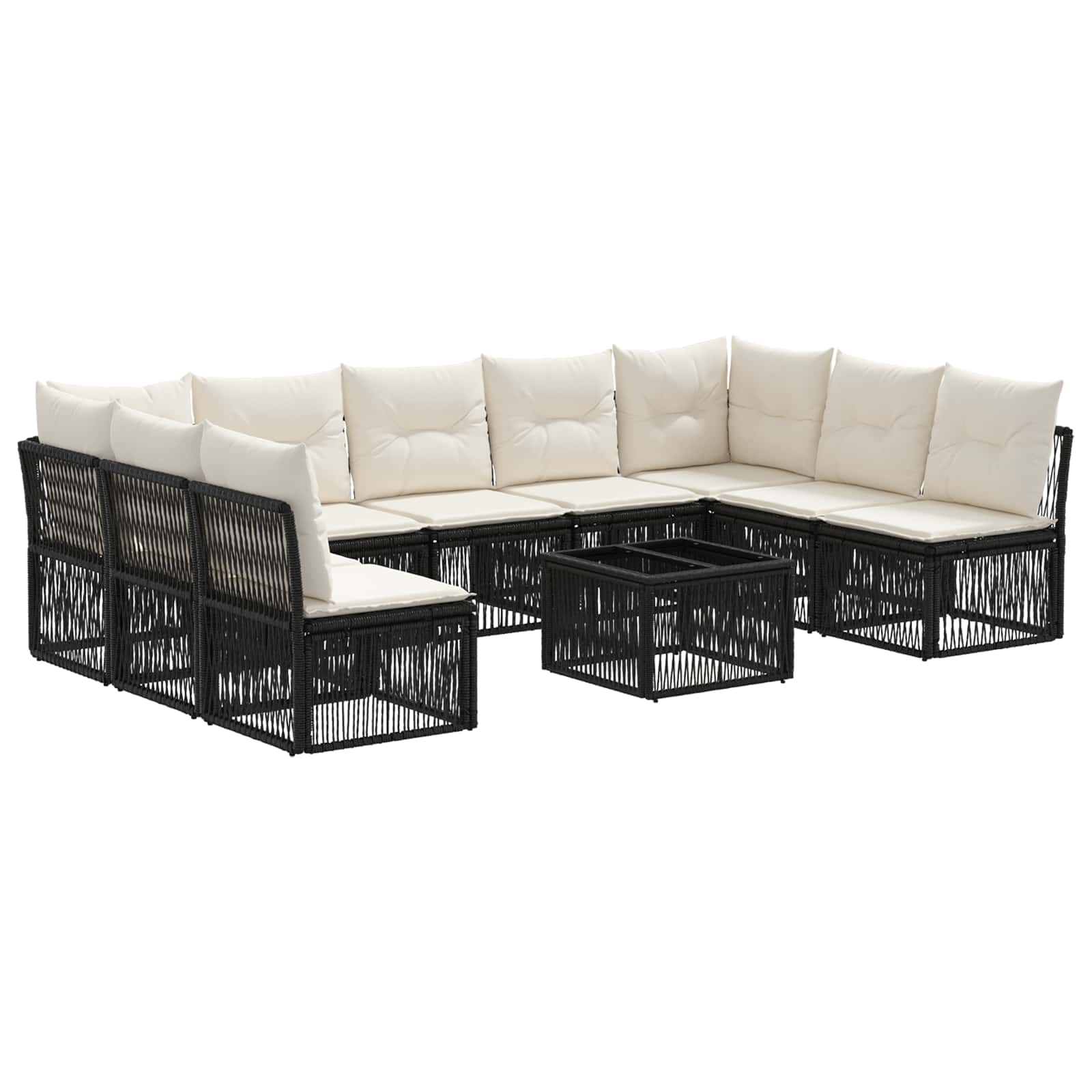 Gartensofa-set 10 stk. Schwarz Poly-Rattan