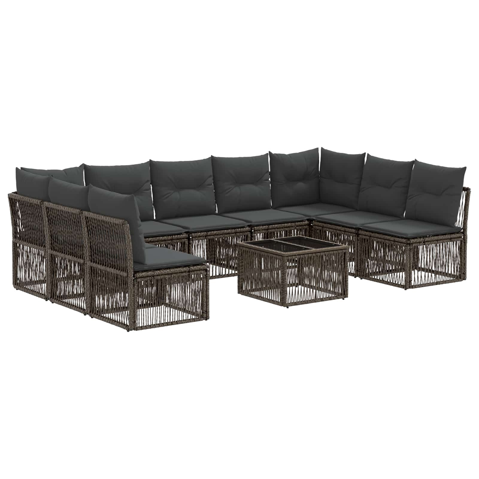 Gartensofa-set 10 stk. Grau Poly-Rattan